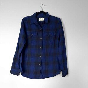 Tilley's Ladies 100% Cotton Flannel Plaid Button Down Long Sleeves Size Medium
